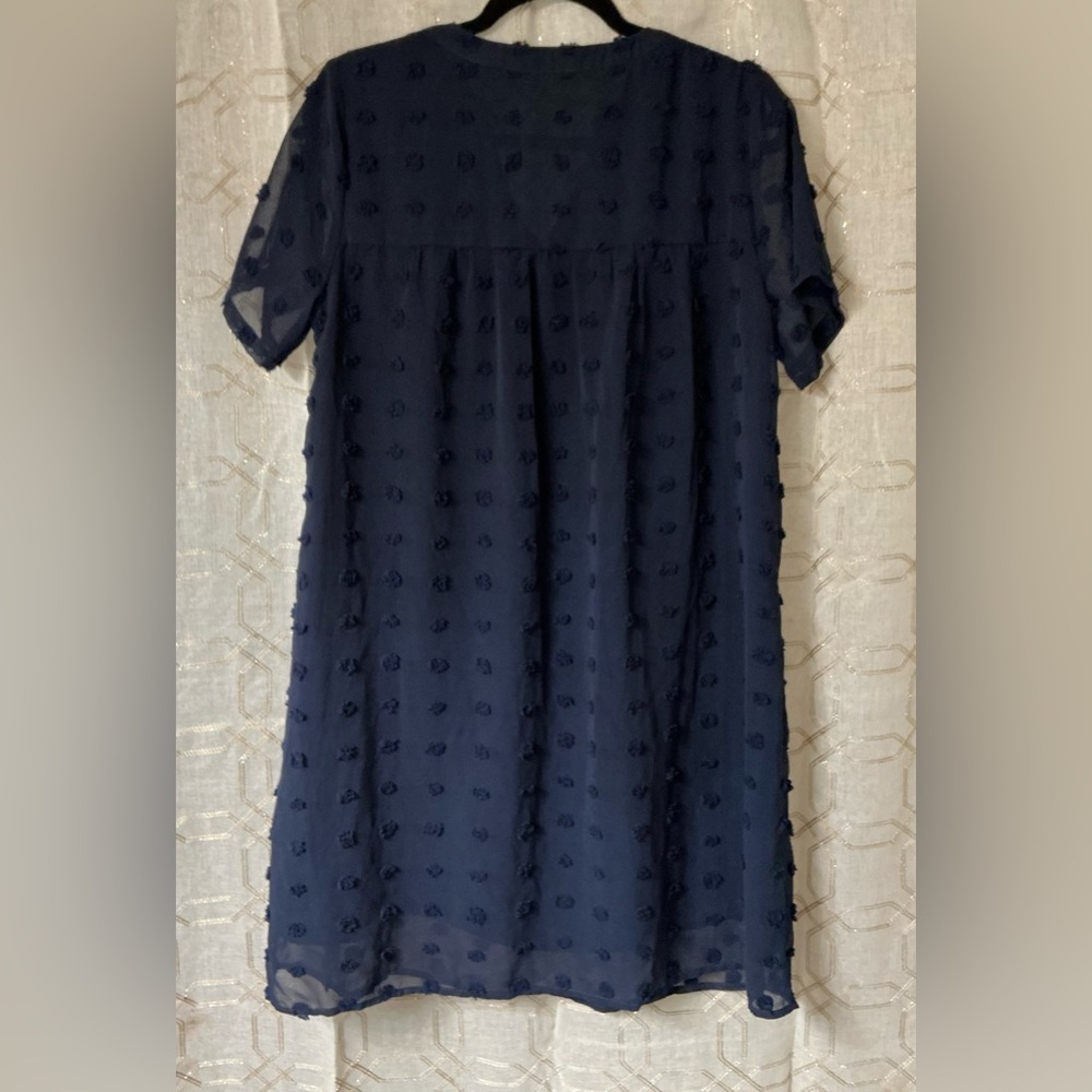 Chic Blue V-Neck Short Sleeve Sundress - Picture 2 of 7